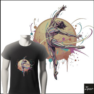 Camiseta Bailarín Neon Abstracto Figura Muscular Saltarina