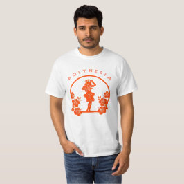 Camiseta Bailarín polinesio naranja con flores de hibisco
