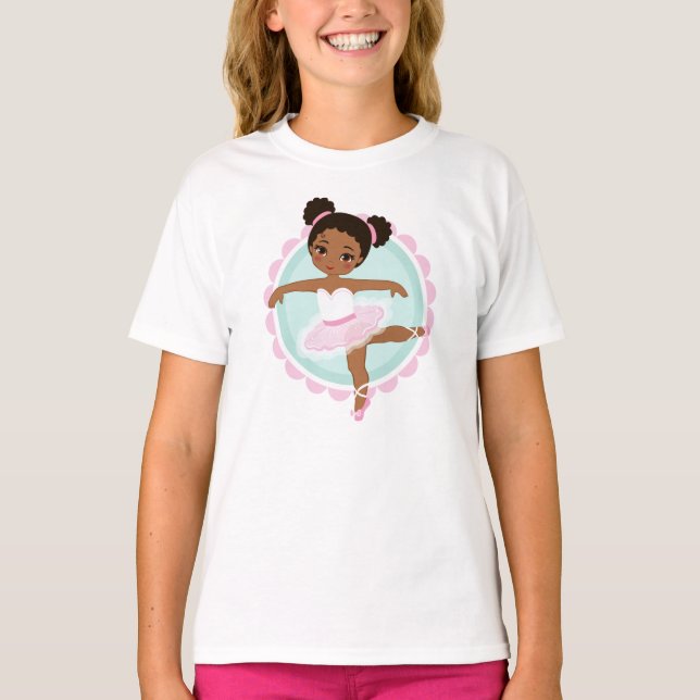 Camiseta Bailarina afroamericana de ballet rosa (Anverso)
