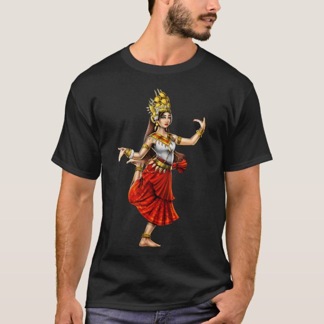 Camiseta bailarina camboyana Apsara jemer (Anverso)