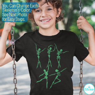 Camiseta Bailarina de ballet bailarina de esqueleto verde c