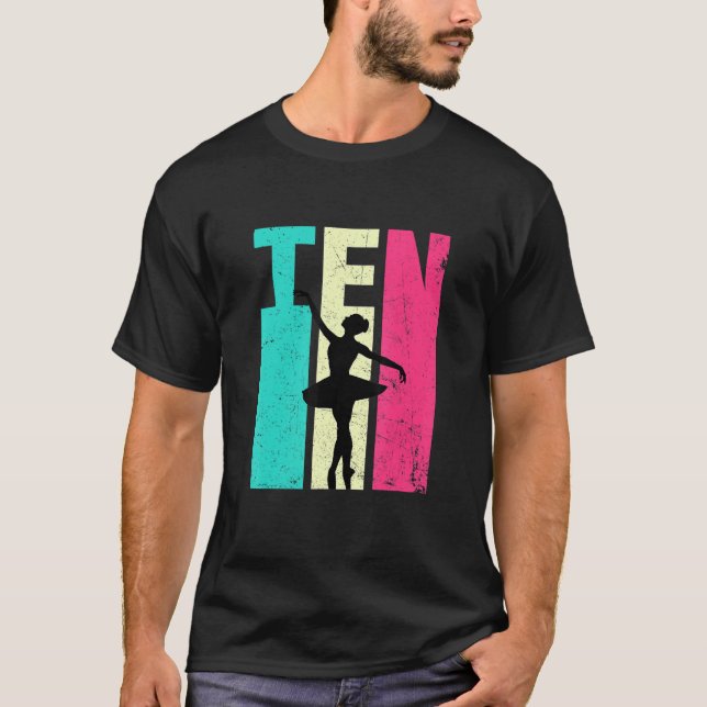 Camiseta Bailarina de ballet retro de 10 años de edad Bir (Anverso)