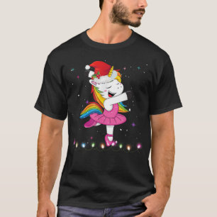 Camiseta Bailarina de ballet Unicorn Santa Hat niños Chicas