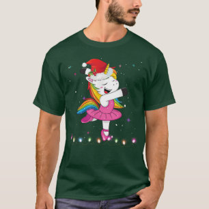 Camiseta Bailarina de ballet Unicorn Santa Hat niños Chicas