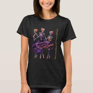 Camiseta Bailarina de Esqueleto de Naranja Púrpura Persigui