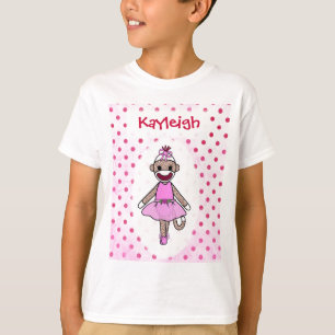 Camiseta Bailarina del mono del calcetín (personalícelo)
