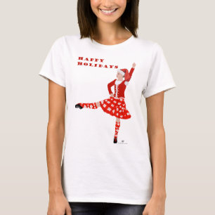 Camiseta Bailarina Escocesa de las Tierras Altas de Navidad