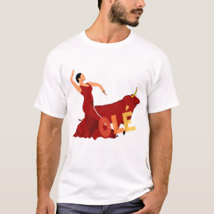 Camiseta Bailarina flamenco con símbolo de toros y audaces 