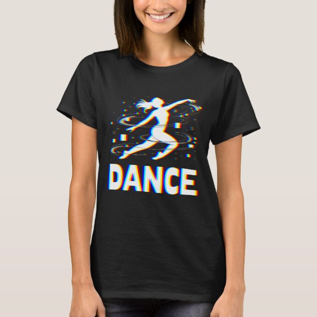 Camiseta Bailarina Glitch EDM - Silhouette abstracta (Anverso)
