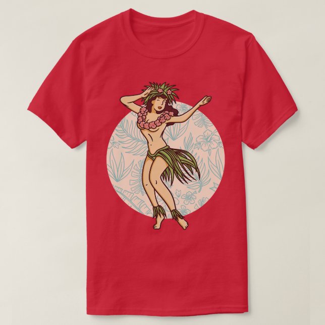 Camiseta Bailarina retro hawaiana de Chica hula (Diseño del anverso)