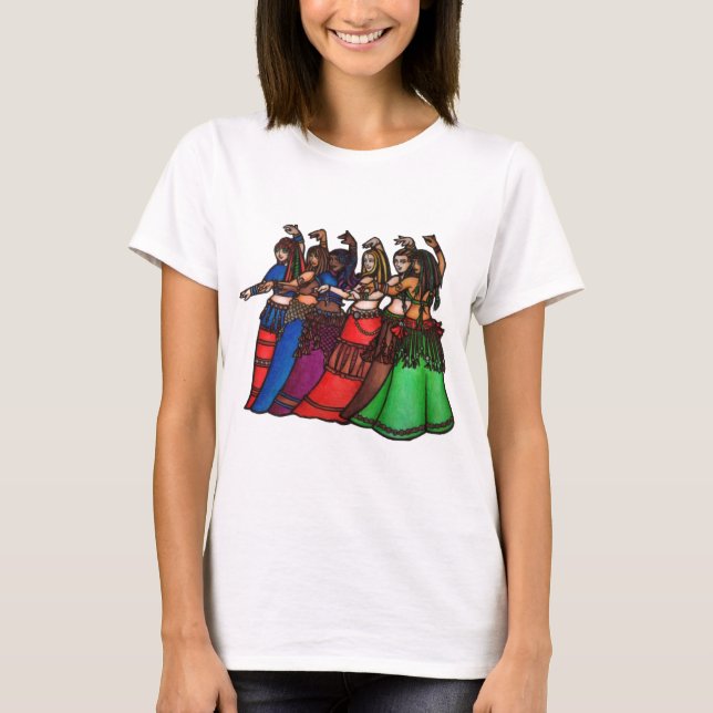 Camiseta Bailarinas de la línea tribal del vientre (Anverso)