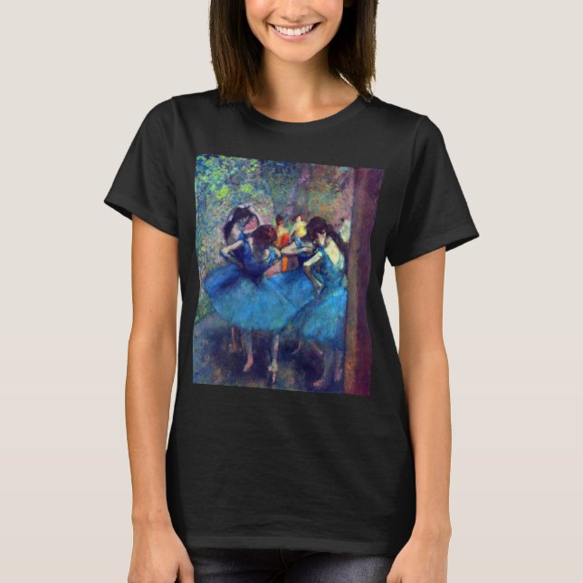 Camiseta Bailarinas en azul de Edgar Degas, arte de ballet  (Anverso)