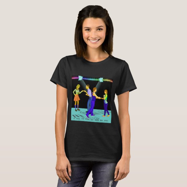 Camiseta Bailarines De Swing En El Suelo De Nota Musical (Anverso completo)