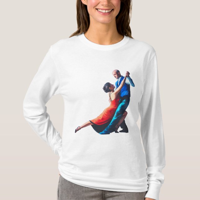 Camiseta Bailarines de tango - pintura a mano  (Anverso)