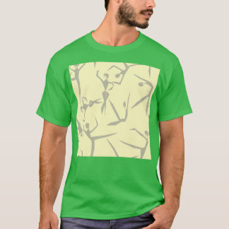Camiseta Bailarines geométricos gris pálido y amarillo