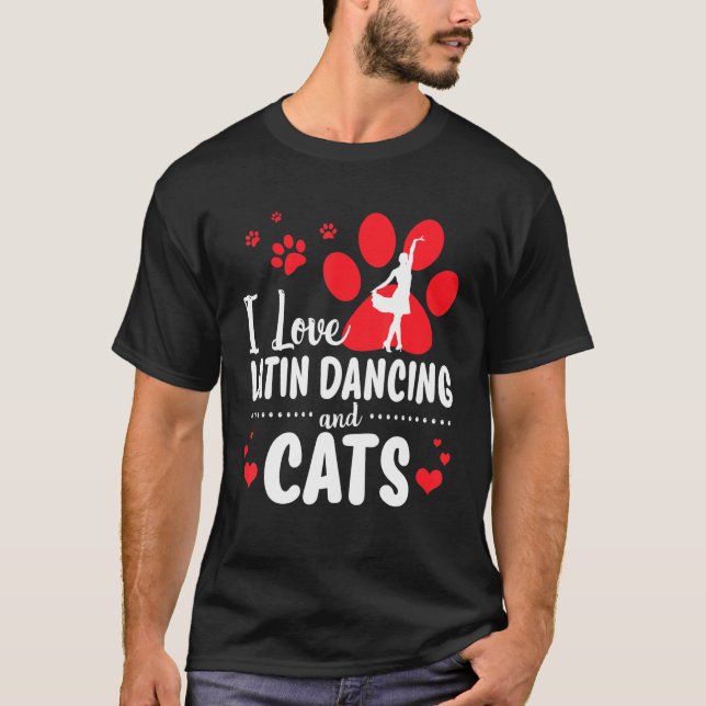 Camiseta Bailarines Me encanta el baile latino y los gatos (Anverso)