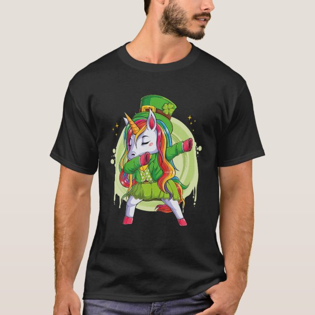 Camiseta Baile de Dabbing de Unicorn Leprechaun Gorra (Anverso)