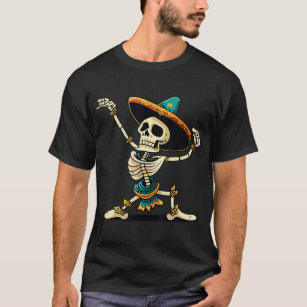 Camiseta Baile de esqueleto mexicano con Gorra de Sombrero 