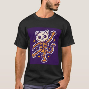 Camiseta Baile de gato esqueleto Halloween