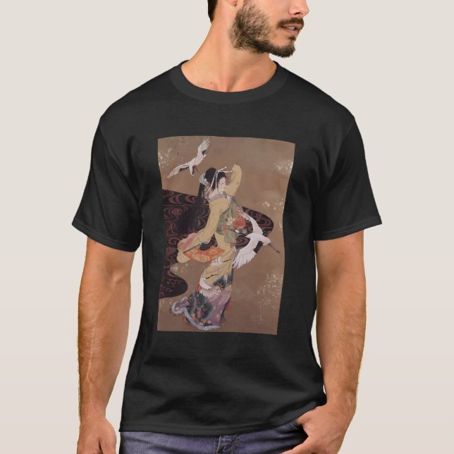 Camiseta Baile De Grúa Arte Retro Japonés (Anverso)