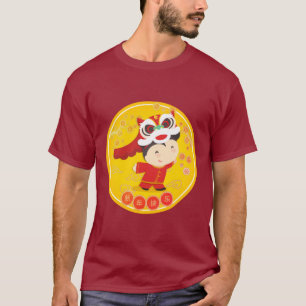 Camiseta Baile de leones Hombres de Felicidad de Año Nuevo