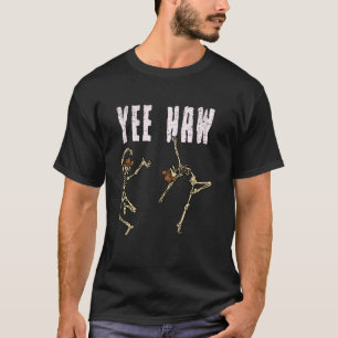 Camiseta Baile de vaquero esqueleto Halloween huesos divert