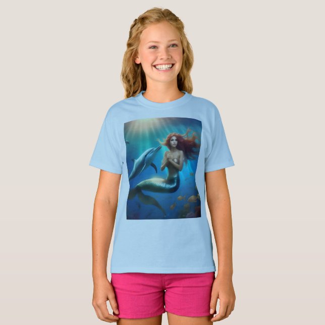 Camiseta "Baile oceánico: Sirena y viaje de delfines" (Anverso completo)