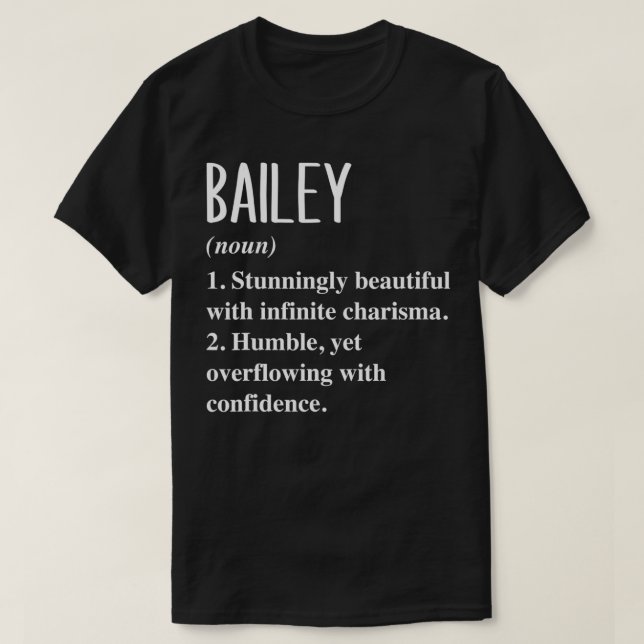Camiseta Bailey First Name Definition Personalized Gift Ide (Diseño del anverso)