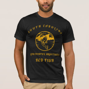 CAMISETA BAJA CAROLINA DEL SUR , MAREAS ALTAS Y PESCADO ROJ