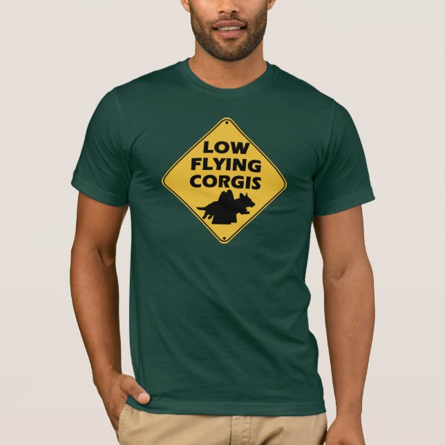 Camiseta baja de los Corgis del vuelo (rebeca) (Anverso)