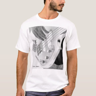 Camiseta Bajista, bajo y mano, imagen negativa