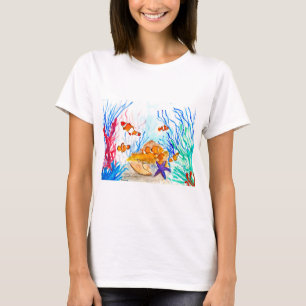 Camiseta Bajo el mar acuarela peces océano costero mar