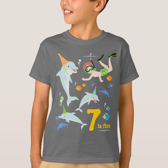 Camiseta Bajo el mar delfines y fiesta de cumpleaños de niñ (Anverso)