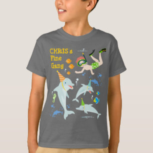 Camiseta Bajo el mar delfines y fiesta de cumpleaños de niñ