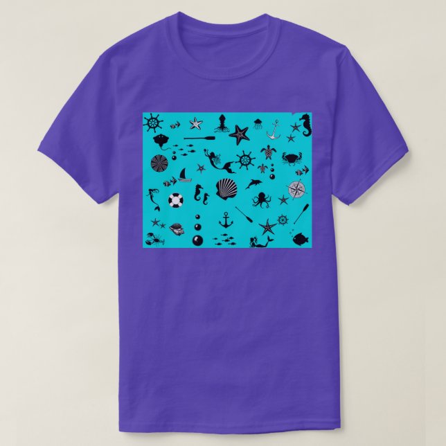 Camiseta Bajo el mar en azul marino (Diseño del anverso)