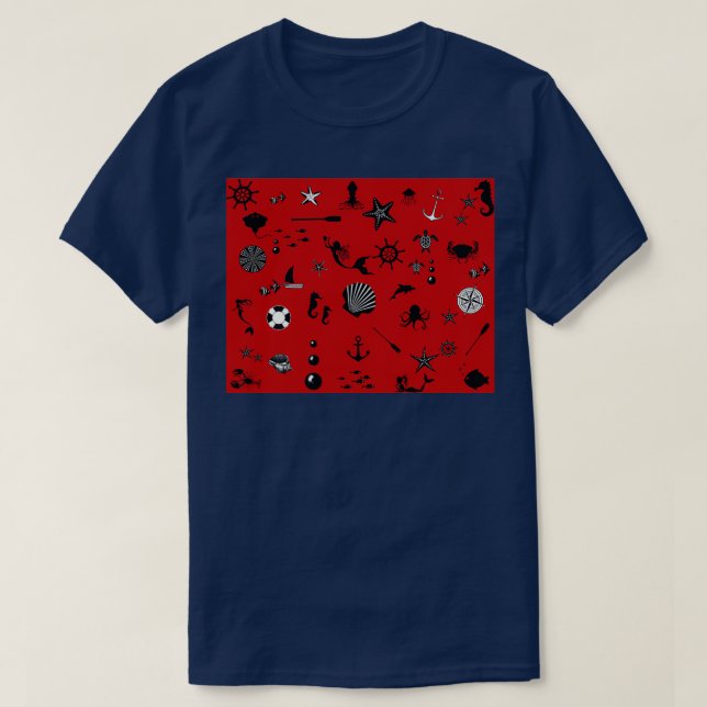Camiseta Bajo el mar en rojo (Diseño del anverso)