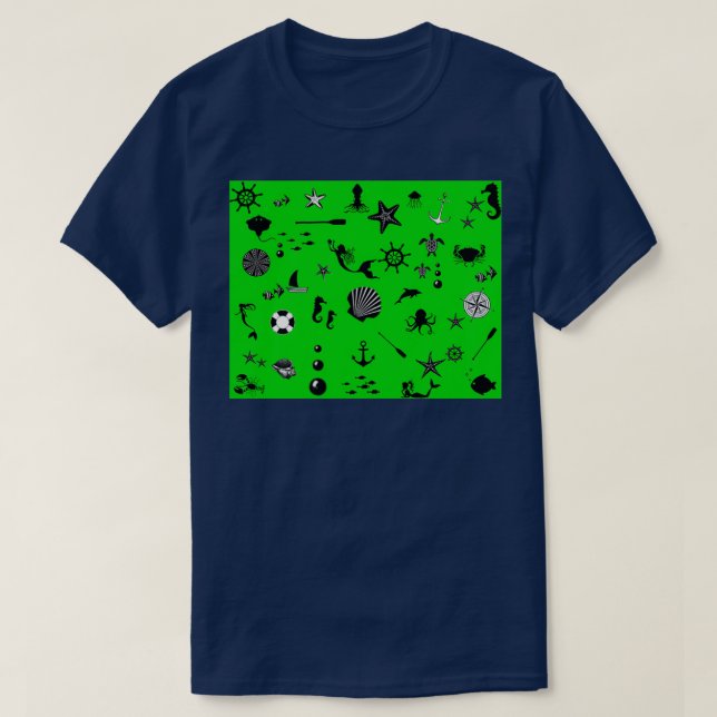 Camiseta Bajo el mar en verde (Diseño del anverso)