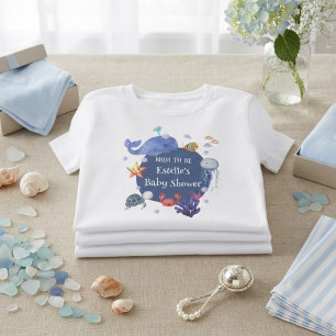 Camiseta Bajo el mar futura mamá azul criaturas marinas