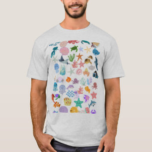 Camiseta Bajo el mar, impresión en acuarela, decoración de 