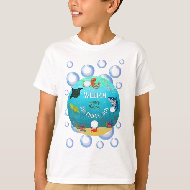 Camiseta Bajo el mar Niño Cumpleaños Burbujas De Agua (Anverso)