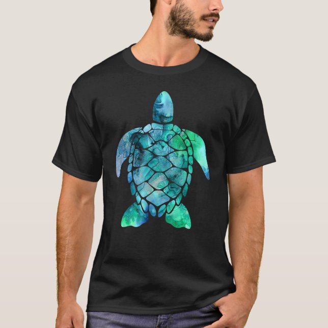 Camiseta Bajo el mar Tortuga Azul Océano animal Tortuga mar (Anverso)