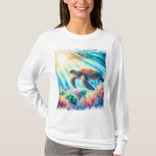 Camiseta bajo el océano, la tortuga marina