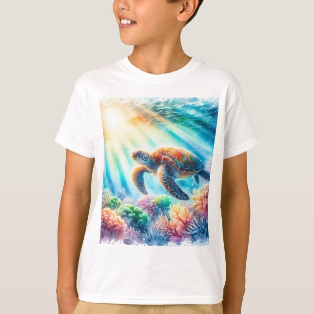 Camiseta bajo el océano, la tortuga marina (Anverso)