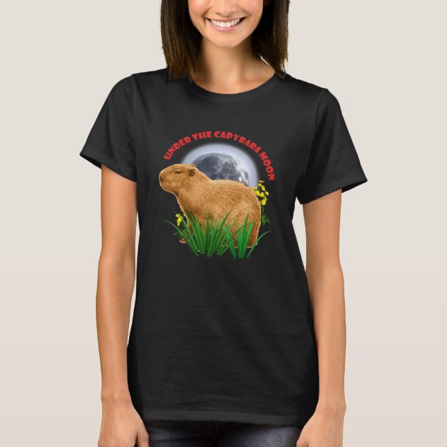 Camiseta Bajo la Luna del Carpincho Carpincho Divertido  (Anverso)