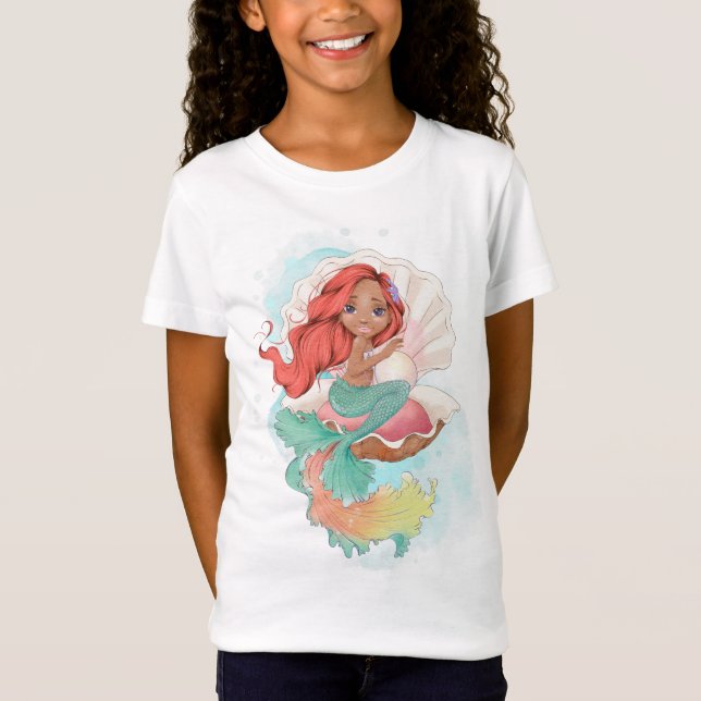 Camiseta Bajo la sirena marina (pelo rojo) en la caparazón  (Anverso)