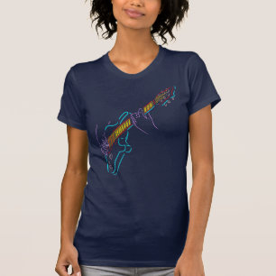 Camiseta Bajo. Silueta colorida de una guitarra eléctrica.