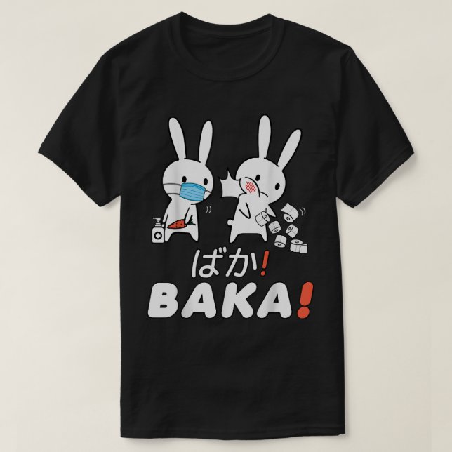 Camiseta Baka Idiota Conejo Divertido Anime Japón con Másca (Diseño del anverso)