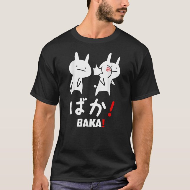 Camiseta Baka Shirt Cute Anime Japanese Word Rabbit Slap Ja (Anverso)