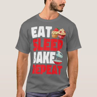 Camiseta Bake Baking Cupakes Comer Sleep Bake Repetir