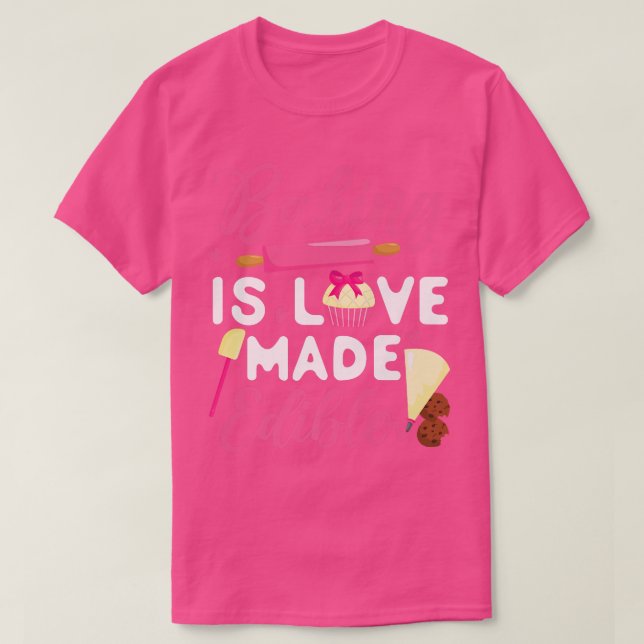 Camiseta Bake Baking Cupakes Rolling Pin Baking Is Love Mad (Diseño del anverso)